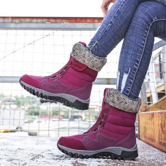 Botas de nieve con soporte de arco para mujer, botas impermeables para clima frío