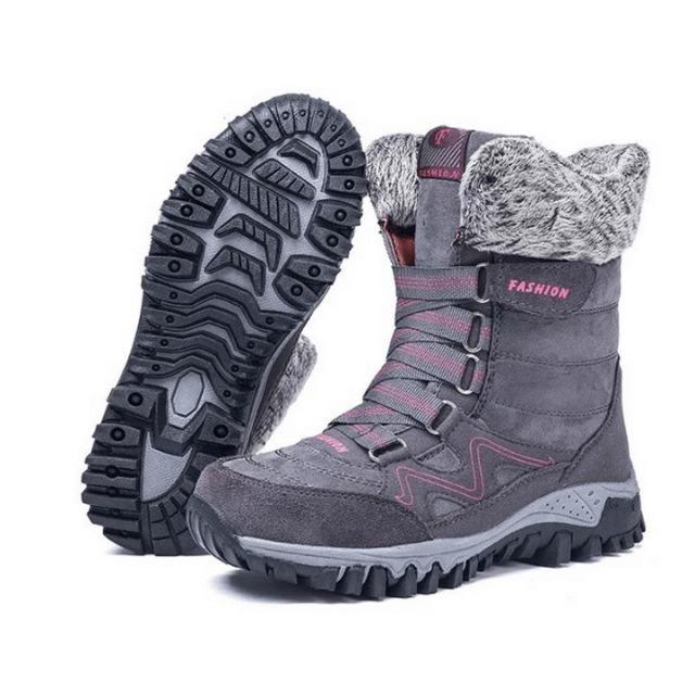 Botas de nieve con soporte de arco para mujer, botas impermeables para clima frío
