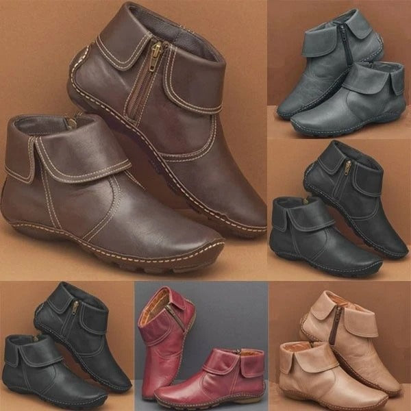 Botas de soporte de arco para mujer con cremallera lateral hasta el tobillo