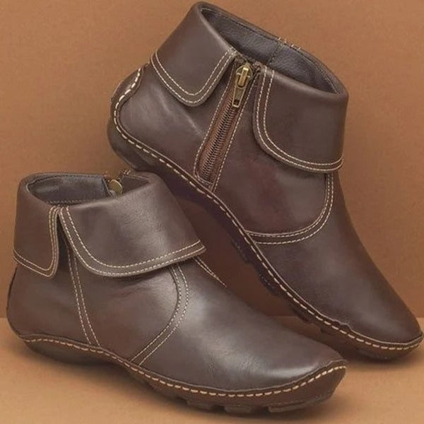 Botas de soporte de arco para mujer con cremallera lateral hasta el tobillo