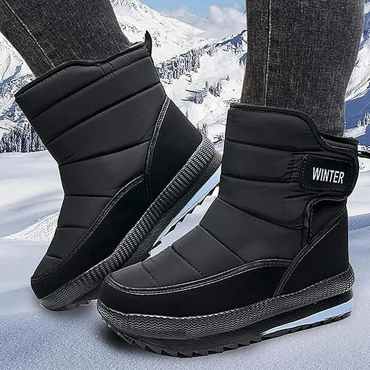 Botas de nieve ortopédicas gruesas y cálidas para hombre, con punta ancha, antideslizantes, impermeables y con forro de piel.