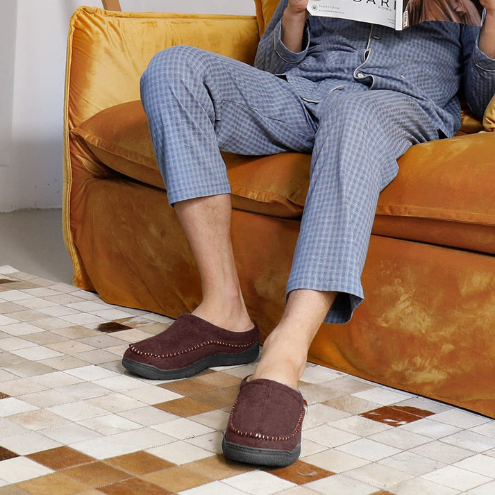 Zapatillas ortopédicas de felpa cálidas y antideslizantes con punta ancha para hombre (¡Oferta especial del 45%!)
