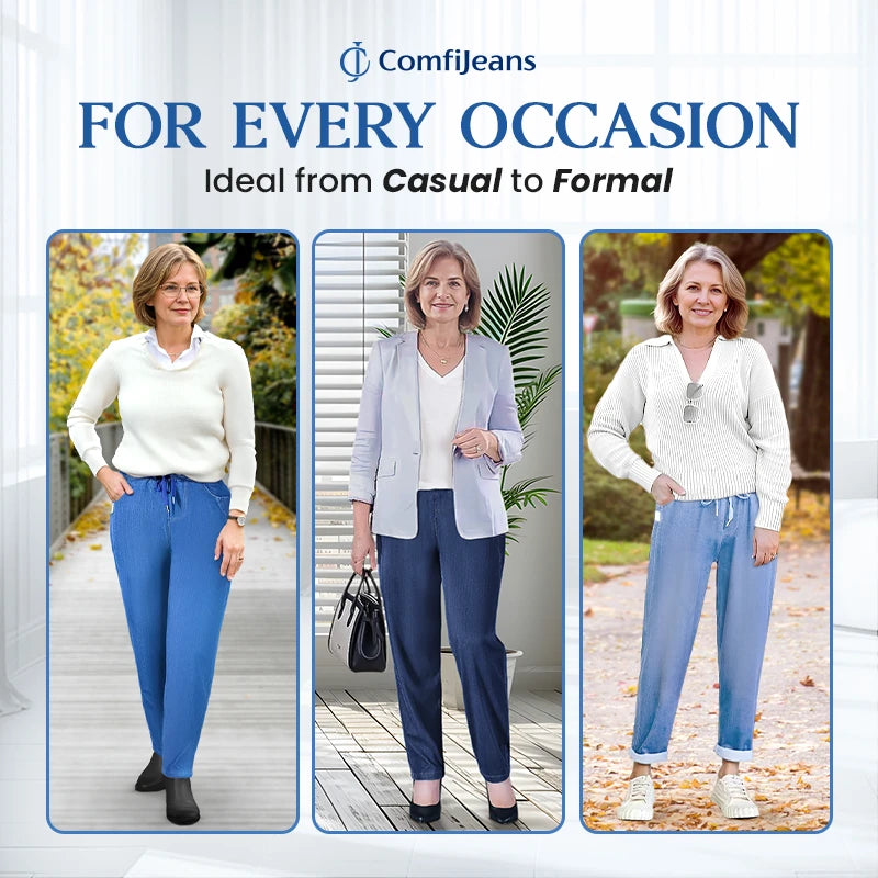 ComfiJeans - Jeans Mom de cintura alta y ultraelásticos