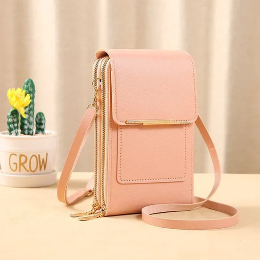 Bolso de hombro de cuero con pantalla táctil antirrobo RFiD ¡Oferta especial del 45%!