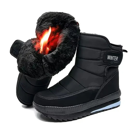 Botas de nieve ortopédicas gruesas y cálidas para hombre, con punta ancha, antideslizantes, impermeables y con forro de piel.