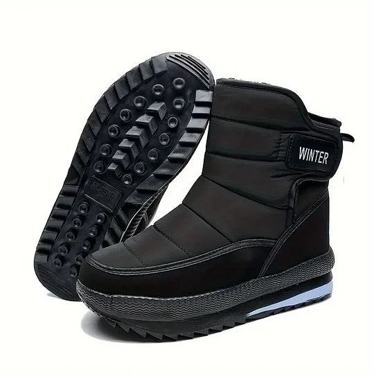 Botas de nieve ortopédicas gruesas y cálidas para hombre, con punta ancha, antideslizantes, impermeables y con forro de piel.