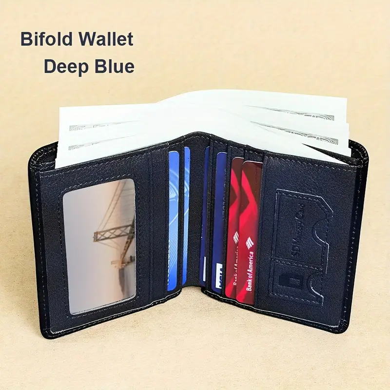 Cartera vintage de cuero genuino con bloqueo RFID para hombre, billetera triple