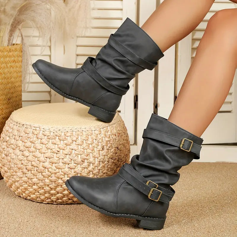 OFERTA CALIENTE 45% DE DESCUENTOš„Nuevas botas de media caƱa vintage de punta redonda para mujer OtoƱo Invierno