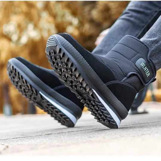 Botas de nieve ortopédicas gruesas y cálidas para hombre, con punta ancha, antideslizantes, impermeables y con forro de piel.