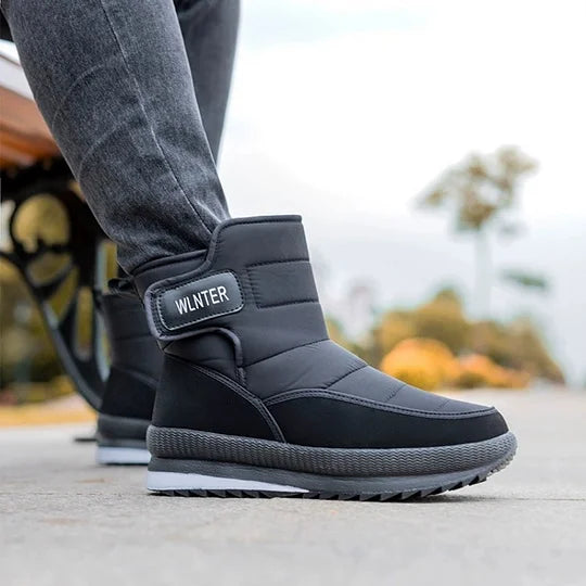 Botas de nieve ortopédicas gruesas y cálidas para hombre, con punta ancha, antideslizantes, impermeables y con forro de piel.