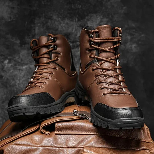 Botas de senderismo impermeables, antideslizantes y antiperforación para hombre, con soporte para el tobillo, puntera ancha y soporte para el arco, botas de trabajo ortopédicas