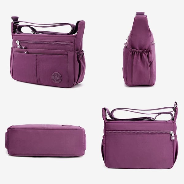 Bolso bandolera informal impermeable de gran capacidad y múltiples bolsillos.