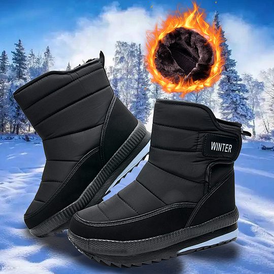 Botas de nieve ortopédicas gruesas y cálidas para hombre, con punta ancha, antideslizantes, impermeables y con forro de piel.