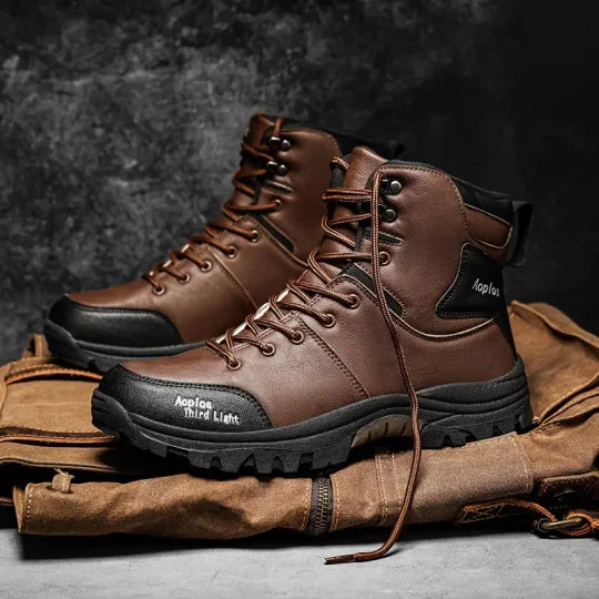 Botas de senderismo impermeables, antideslizantes y antiperforación para hombre, con soporte para el tobillo, puntera ancha y soporte para el arco, botas de trabajo ortopédicas