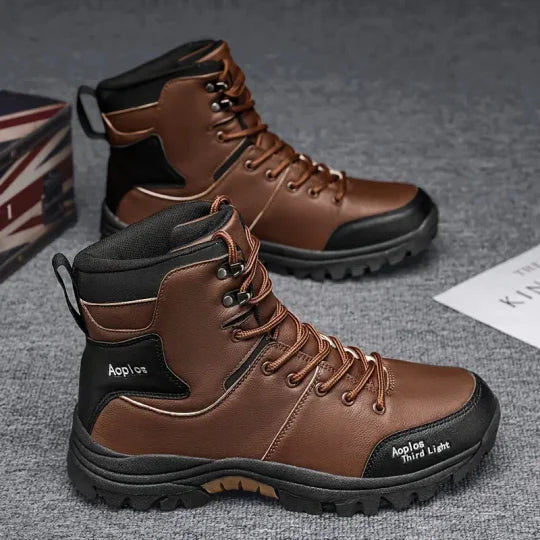 Botas de senderismo impermeables, antideslizantes y antiperforación para hombre, con soporte para el tobillo, puntera ancha y soporte para el arco, botas de trabajo ortopédicas