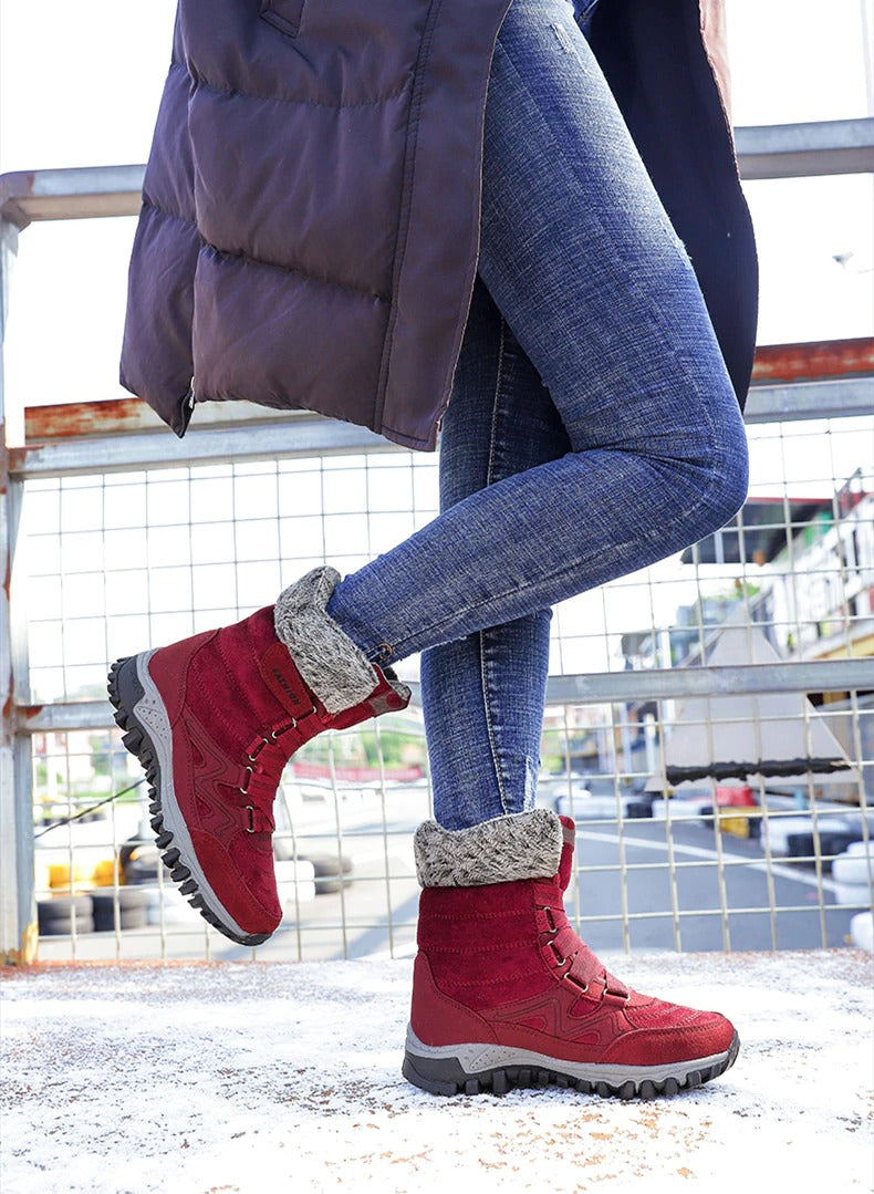 Botas de nieve con soporte de arco para mujer, botas impermeables para clima frío