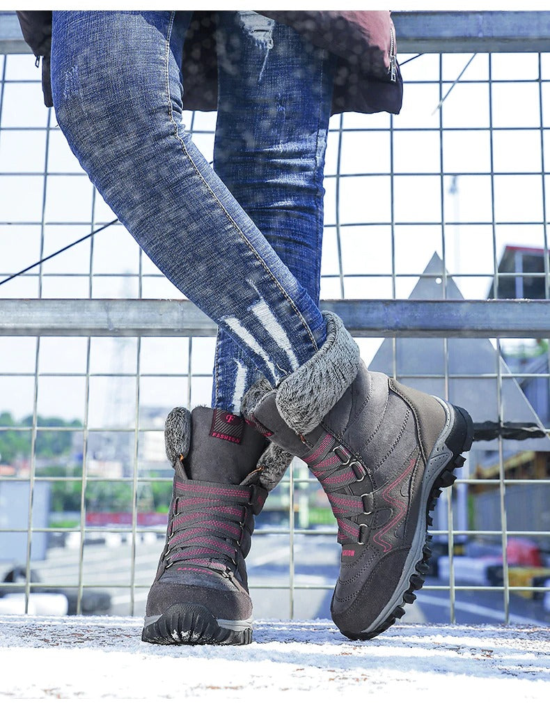 Botas de nieve con soporte de arco para mujer, botas impermeables para clima frío