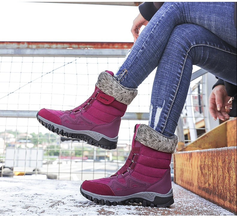 Botas de nieve con soporte de arco para mujer, botas impermeables para clima frío