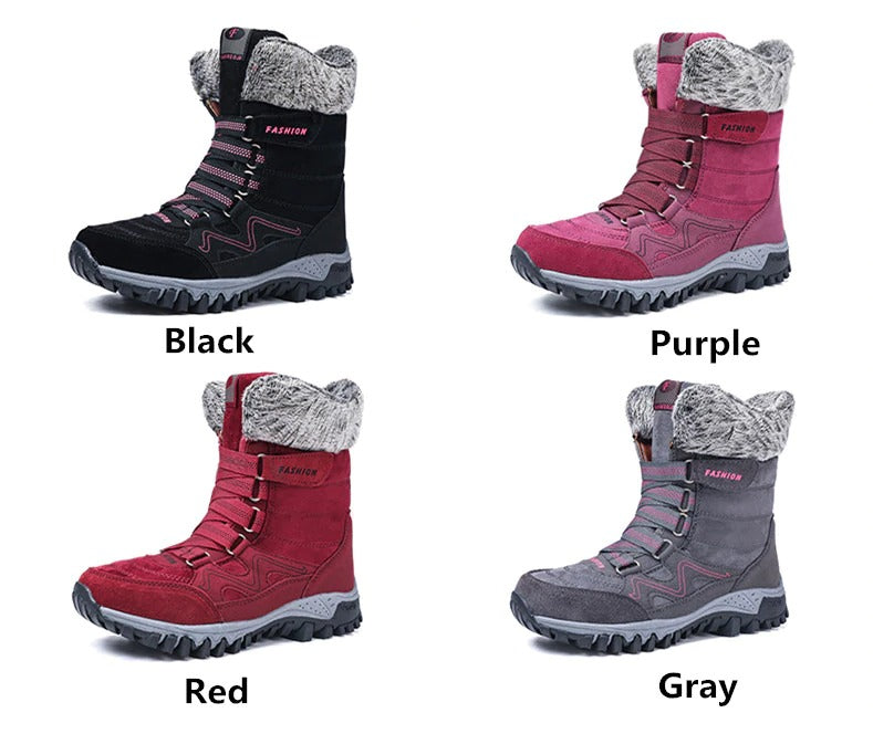 Botas de nieve con soporte de arco para mujer, botas impermeables para clima frío
