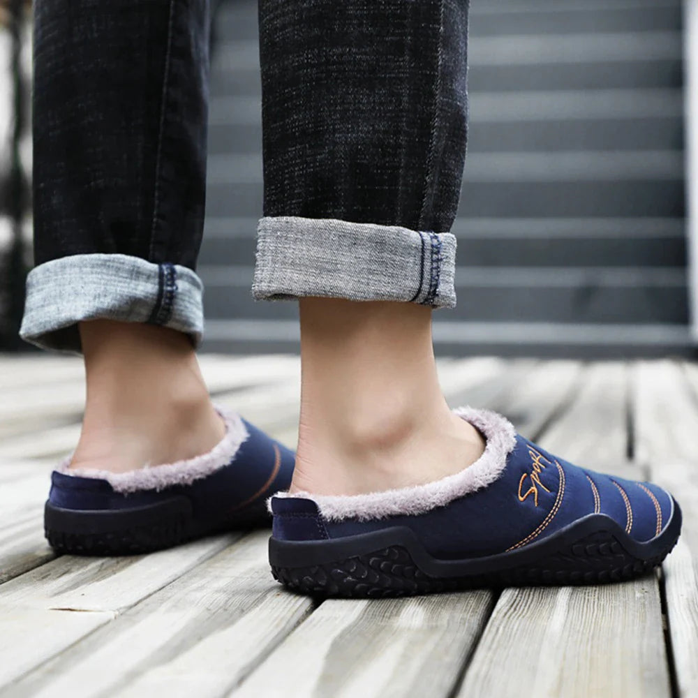 Pantuflas cómodas de invierno para hombre para exteriores