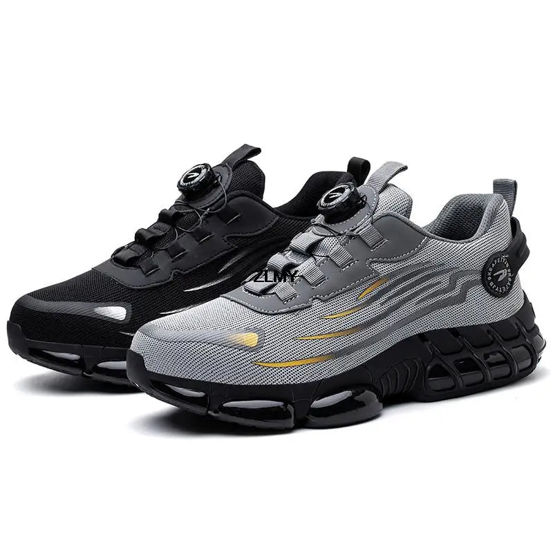 Zapatillas de trabajo indestructibles con amortiguación de aire y botón giratorio (2024)