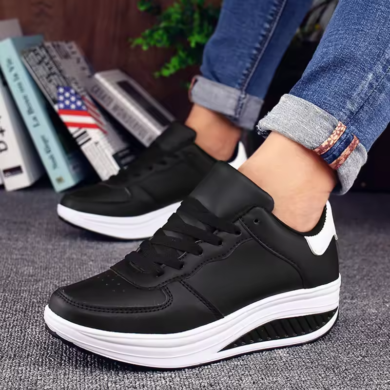 Oferta de primavera: 49 % de descuento💝 Zapatillas ortopédicas de plataforma de cuero con cordones para mujer: calzado informal para caminar