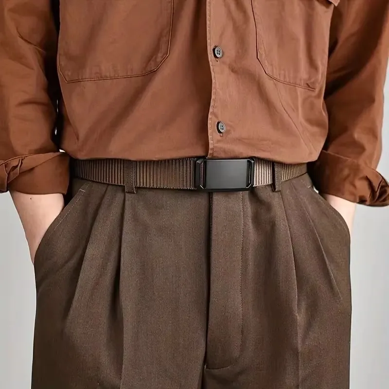 Cinturón de lona elegante para hombre con hebilla automática