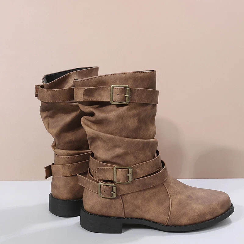 OFERTA CALIENTE 45% DE DESCUENTOš„Nuevas botas de media caƱa vintage de punta redonda para mujer OtoƱo Invierno