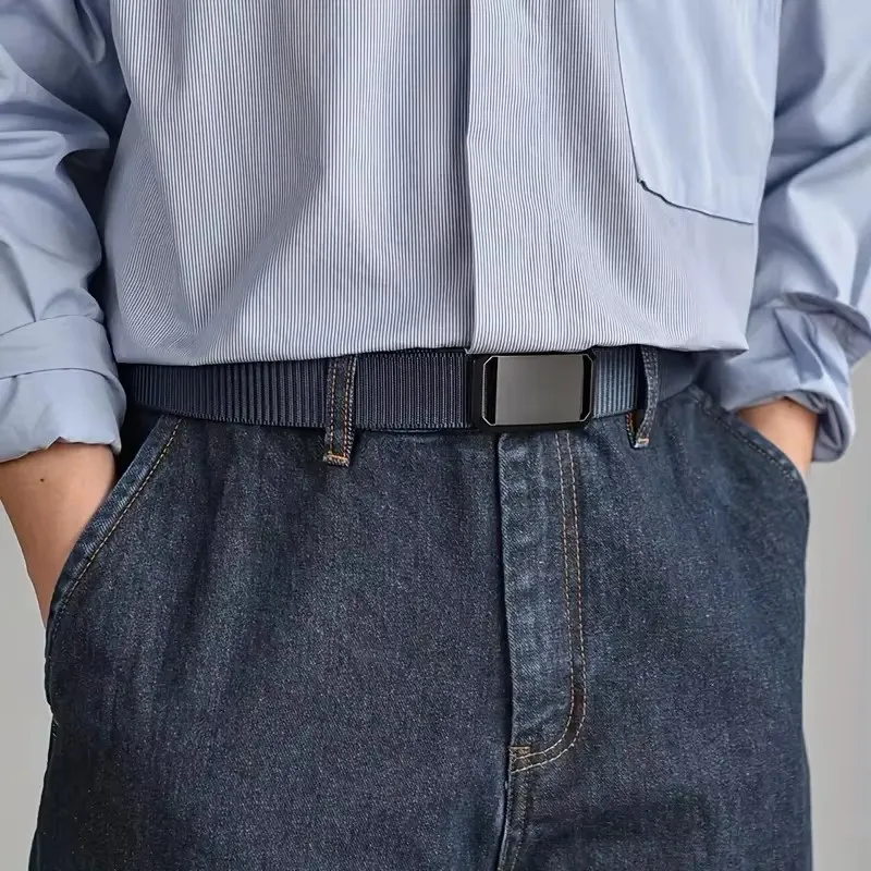 Cinturón de lona elegante para hombre con hebilla automática