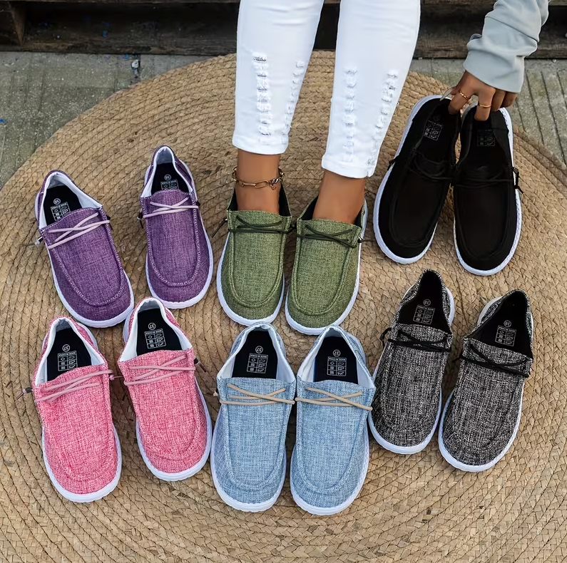 Women Low-top Comfort Loafers, Women's Solid Color Soft Sole Lightweight Flat Walking Shoes