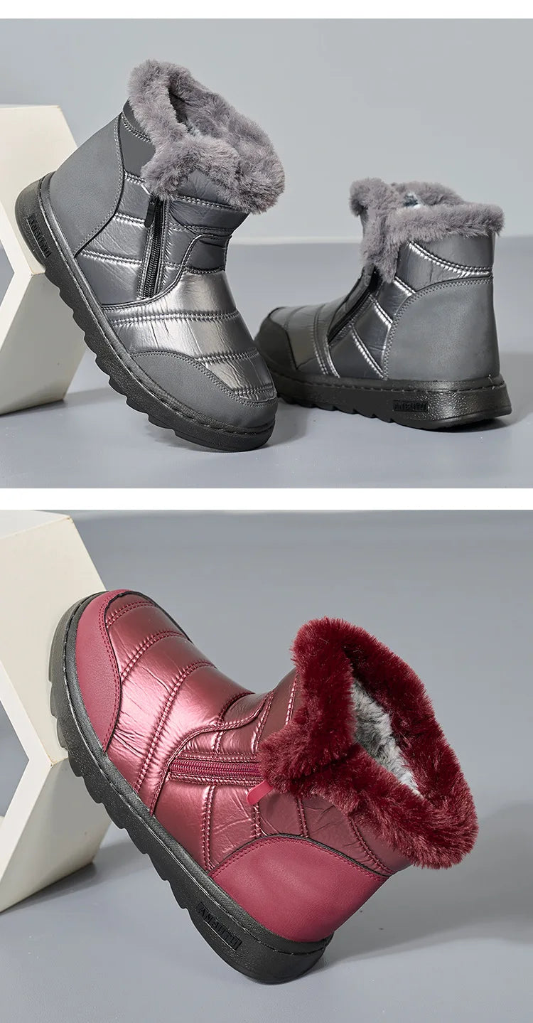 Botas de nieve impermeables y cómodas con absorción de impactos para mujer