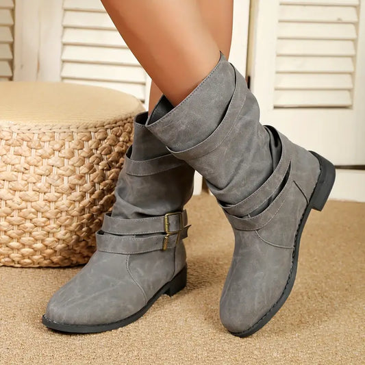 OFERTA CALIENTE 45% DE DESCUENTO🔥Nuevas botas de media caña vintage de punta redonda para mujer Otoño Invierno