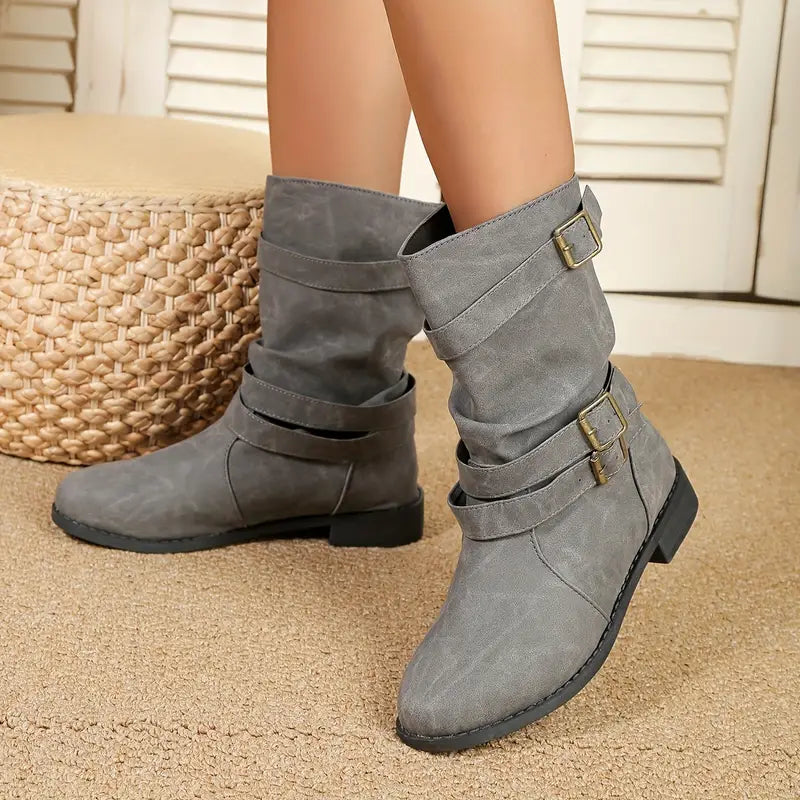OFERTA CALIENTE 45% DE DESCUENTOš„Nuevas botas de media caƱa vintage de punta redonda para mujer OtoƱo Invierno