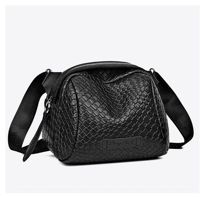 Bolso bandolera de gran capacidad tejido a mano, elegante bolso de piel tipo concha, ¡con un 45% de descuento!