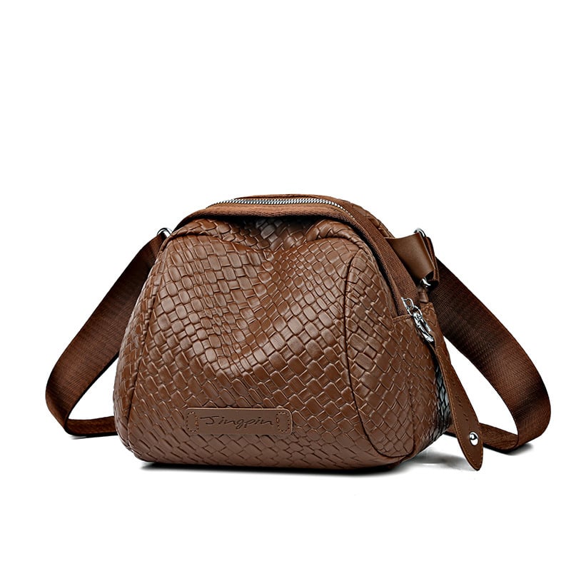 Bolso bandolera de gran capacidad tejido a mano, elegante bolso de piel tipo concha, ¡con un 45% de descuento!
