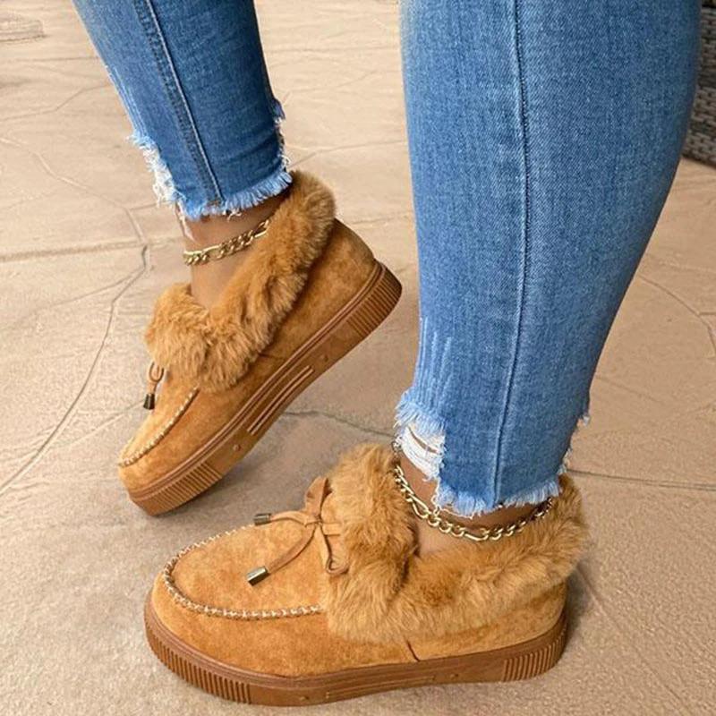 OFERTA CALIENTE 70%🎁Botas de nieve de invierno con punta redonda, forro polar grueso y cálido de algodón para mujer, con soporte para el arco