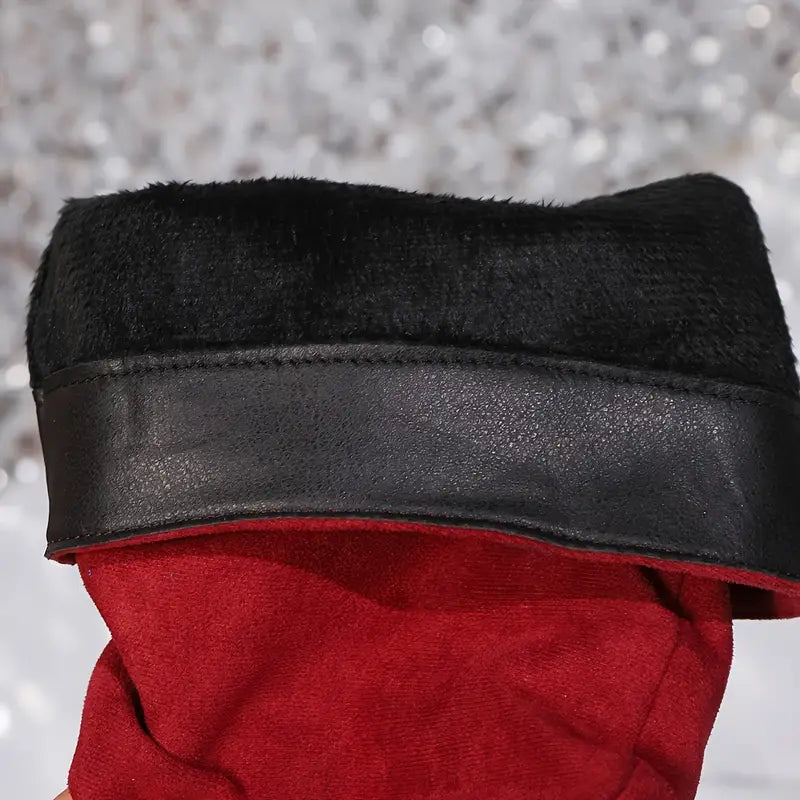 🎄Último día 49% de descuento❤️ Botas de mujer de color liso, modernas, con hebilla y tacón grueso hasta la rodilla, con punta redonda holgada para invierno
