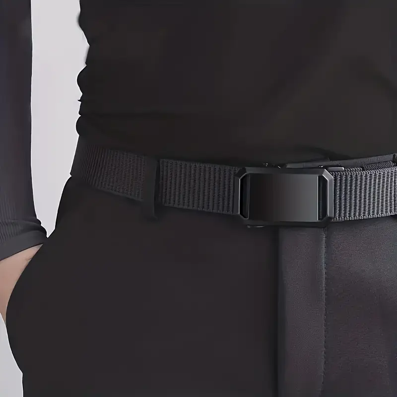 Cinturón de lona elegante para hombre con hebilla automática
