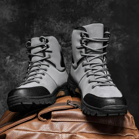 Botas de senderismo impermeables, antideslizantes y antiperforación para hombre, con soporte para el tobillo, puntera ancha y soporte para el arco, botas de trabajo ortopédicas