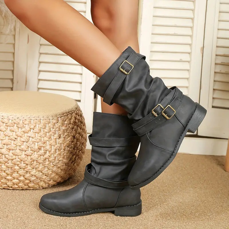 OFERTA CALIENTE 45% DE DESCUENTOš„Nuevas botas de media caƱa vintage de punta redonda para mujer OtoƱo Invierno