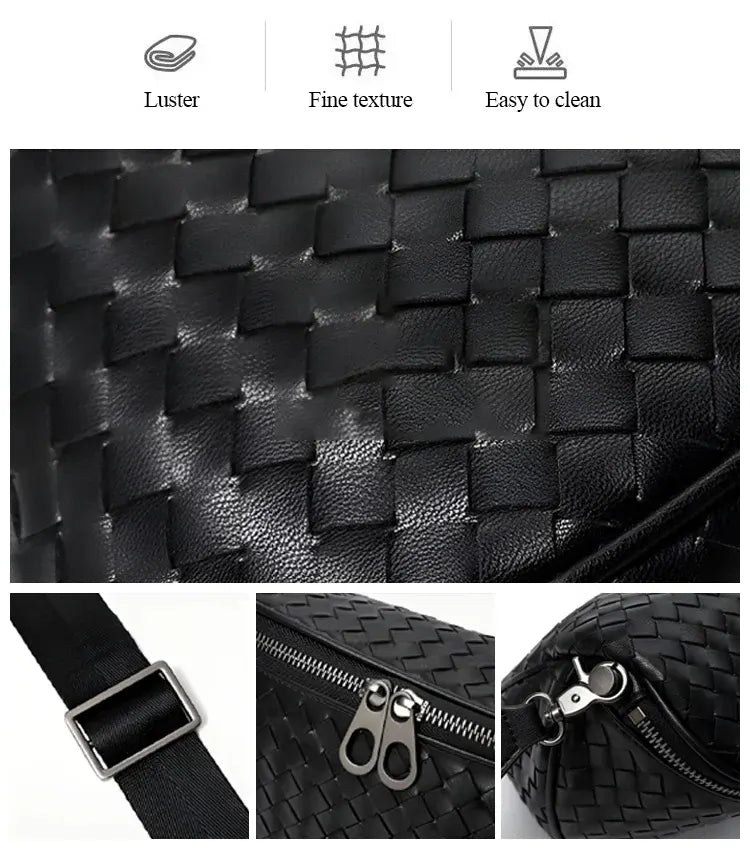 Bolso bandolera de gran capacidad tejido a mano, elegante bolso de piel tipo concha, ¡con un 45% de descuento!