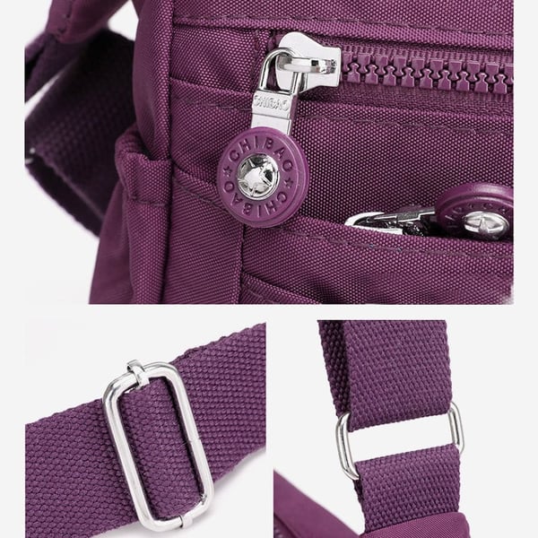 Bolso bandolera informal impermeable de gran capacidad y múltiples bolsillos.