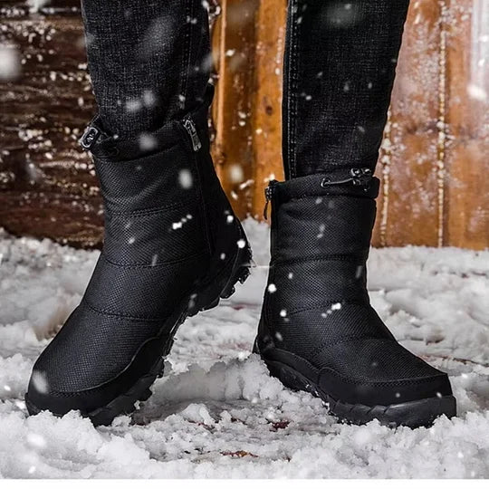 (⏰Descuento por tiempo limitado 45% de descuento) Botas de nieve ortopédicas con soporte de tobillo para hombre, botas de senderismo impermeables, cálidas y ligeras