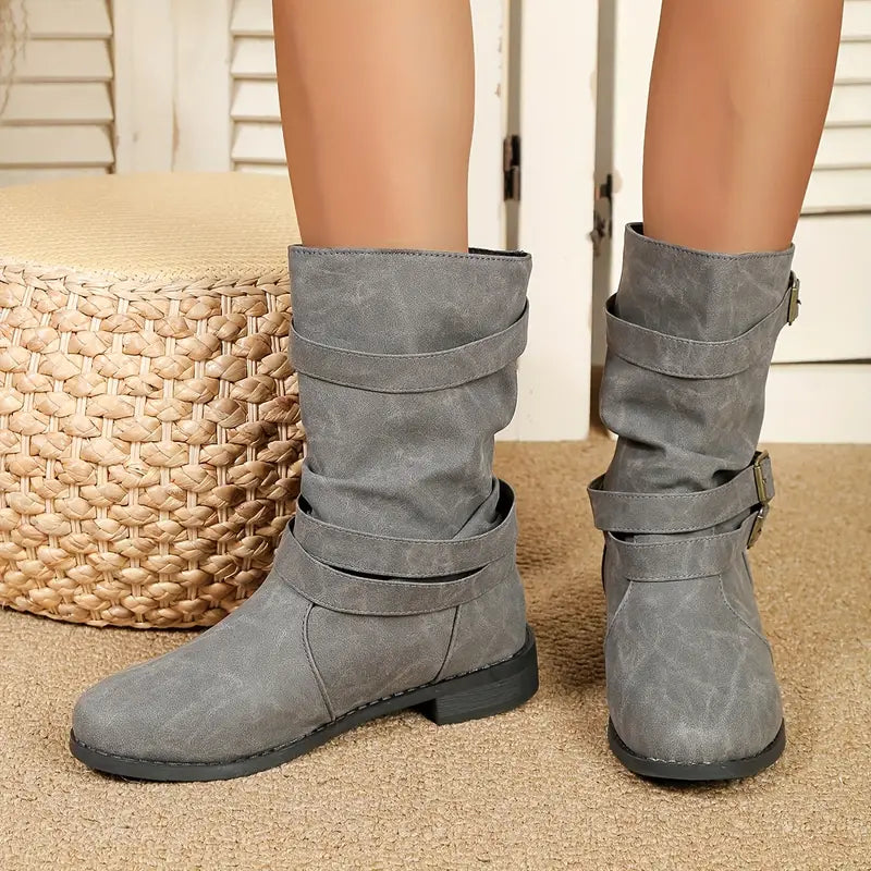 OFERTA CALIENTE 45% DE DESCUENTOš„Nuevas botas de media caƱa vintage de punta redonda para mujer OtoƱo Invierno