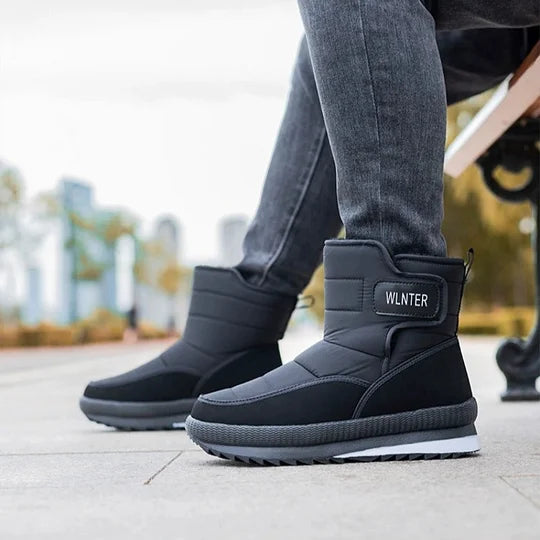 Botas de nieve ortopédicas gruesas y cálidas para hombre, con punta ancha, antideslizantes, impermeables y con forro de piel.