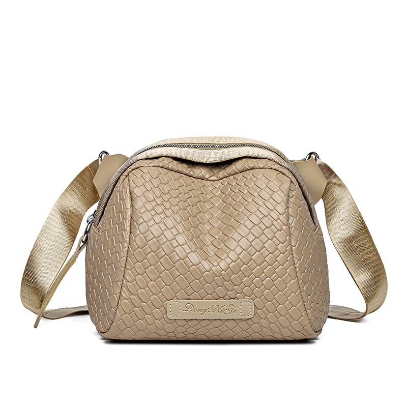 Bolso bandolera de gran capacidad tejido a mano, elegante bolso de piel tipo concha, ¡con un 45% de descuento!
