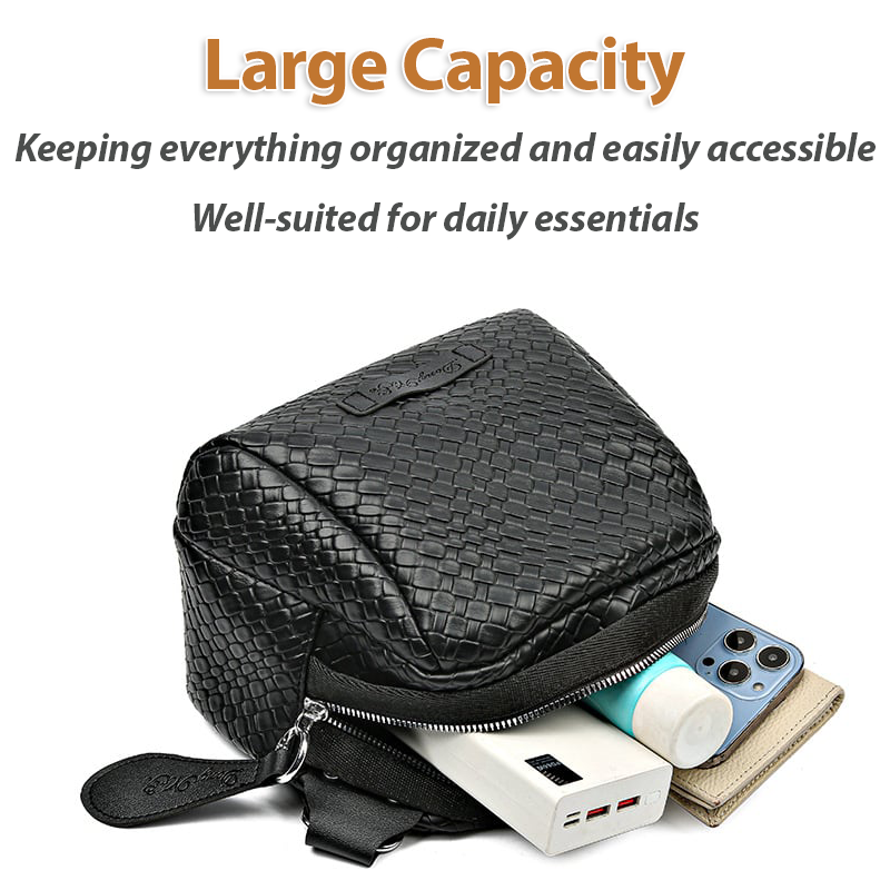Bolso bandolera de gran capacidad tejido a mano, elegante bolso de piel tipo concha, ¡con un 45% de descuento!