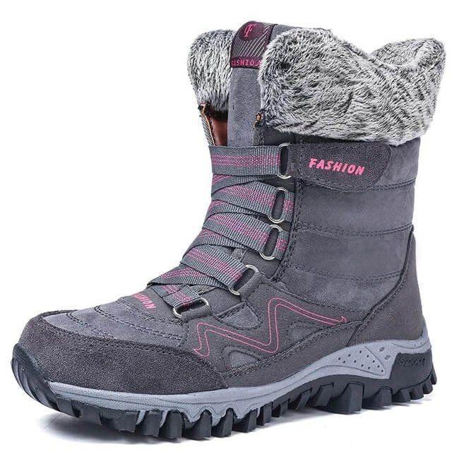 Botas de nieve con soporte de arco para mujer, botas impermeables para clima frío