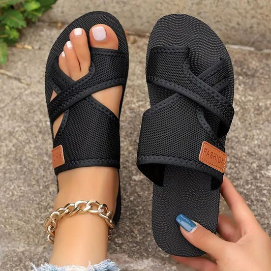 🌸 Venta de preprimavera 49% de descuento ❤️ Sandalias planas con tiras correctoras de juanetes ortopédicas para mujer
