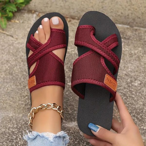 🌸 Venta de preprimavera 49% de descuento ❤️ Sandalias planas con tiras correctoras de juanetes ortopédicas para mujer